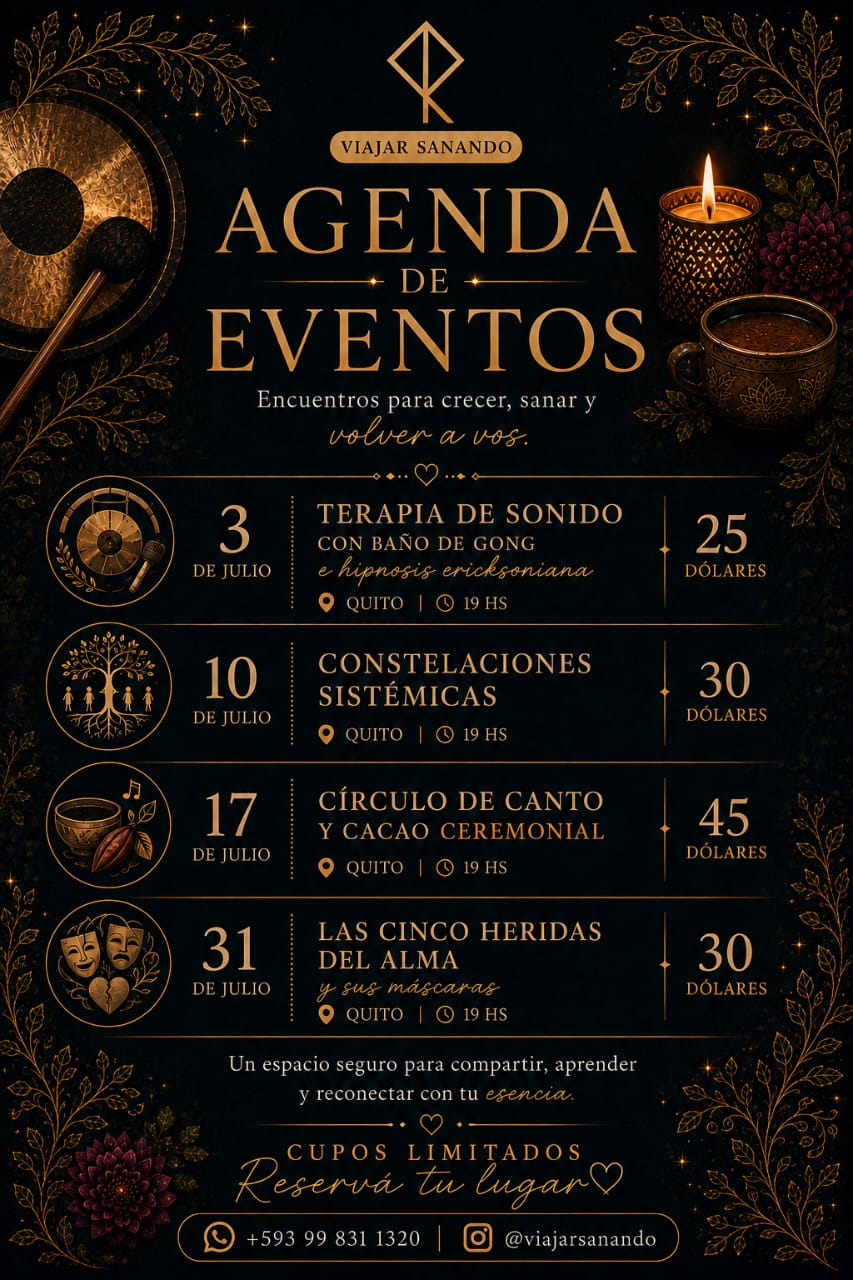 Agenda de eventos Viajar Sanando