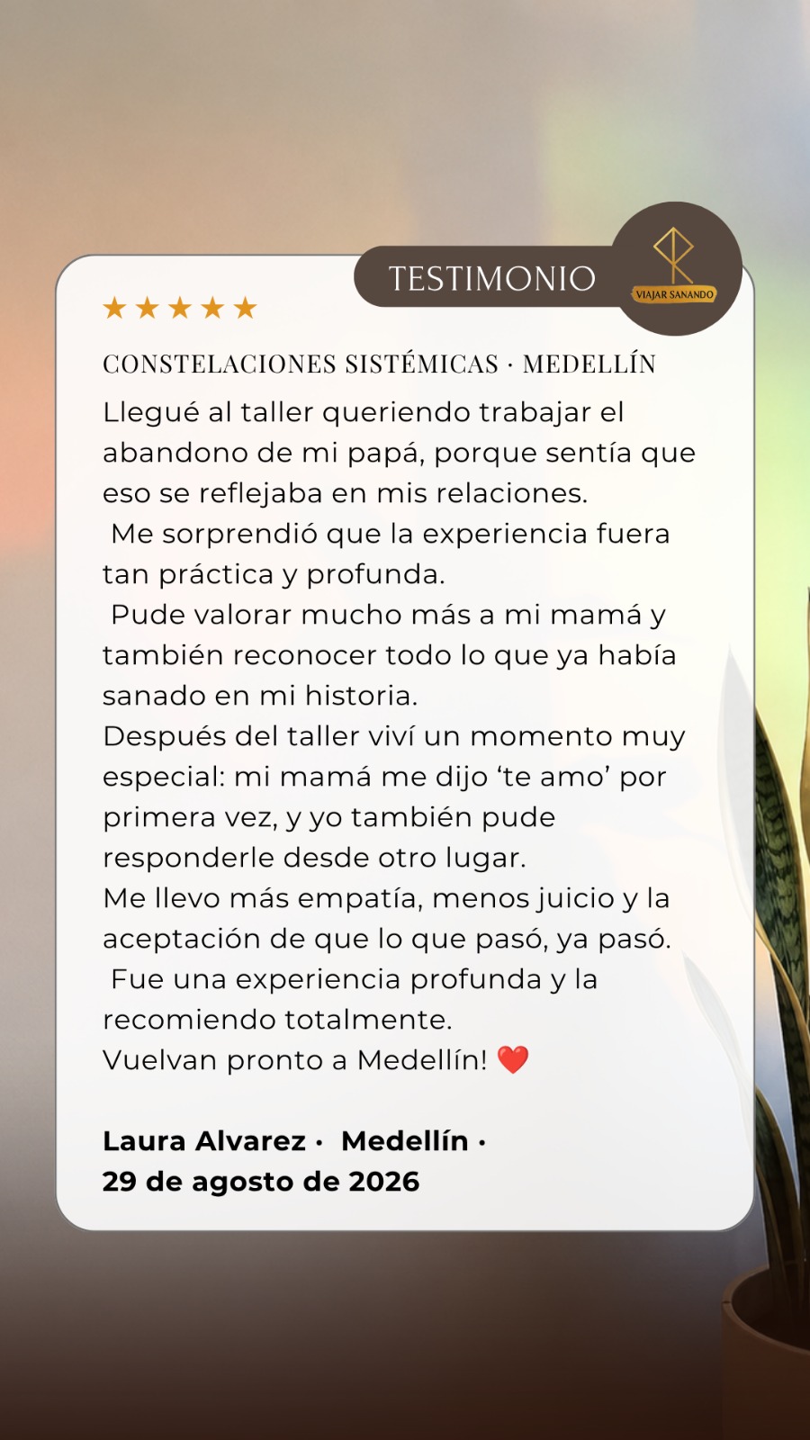 Testimonio de Laura Alvarez · Medellín · 29 de agosto de 2026